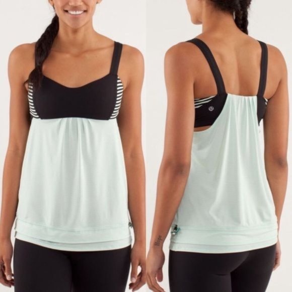 Lululemon Run: Back On Track Tank in Mint Black Sz 8 - Picture 1 of 10